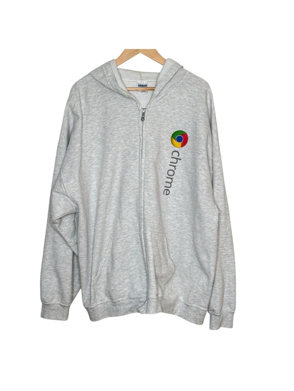 Google Chrome Logo Hoodie 3XL Gray Heavy Blend Zip Streetwear Tech